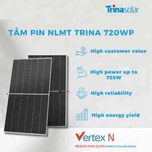 Tấm Pin NLMT Trina 720WP N-type i-Topcon 2 Mặt Kính Bifacial [Giá Sỉ]
