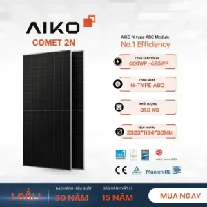 Tấm Pin Năng Lượng Mặt Trời Aiko 600WP N-type Comet 2N+